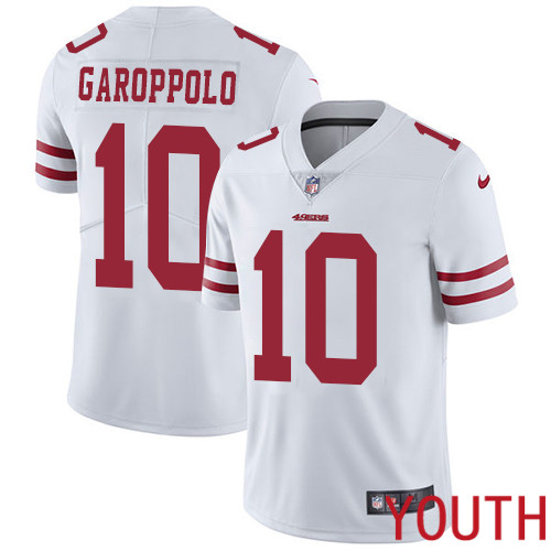 San Francisco 49ers Limited White Youth 10 Jimmy Garoppolo Road NFL Jersey Vapor Untouchable